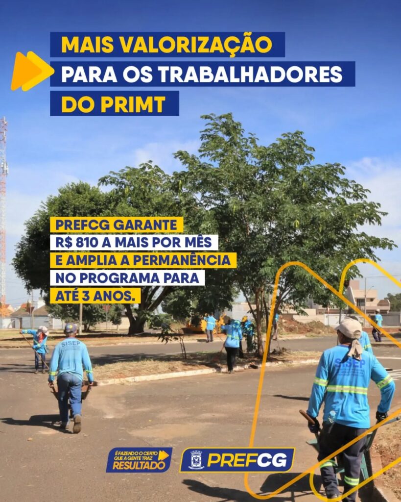 Mais valorização para quem trabalha por Campo Grande! A partir de setembro, o repasse mensal para os trabalhadores do Primt que atuam na zel…