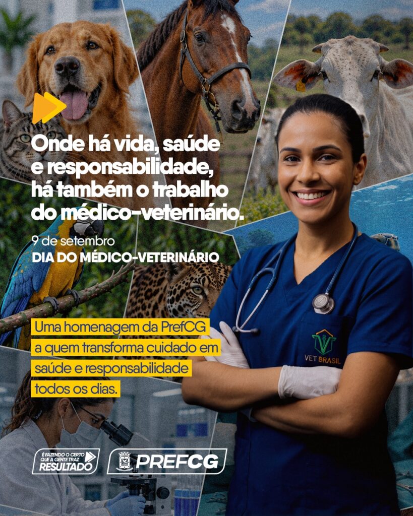 A PrefCG homenageia todos os profissionais que exercem diariamente essa importante missão em prol da vida. Parabéns, médico-veterinário!