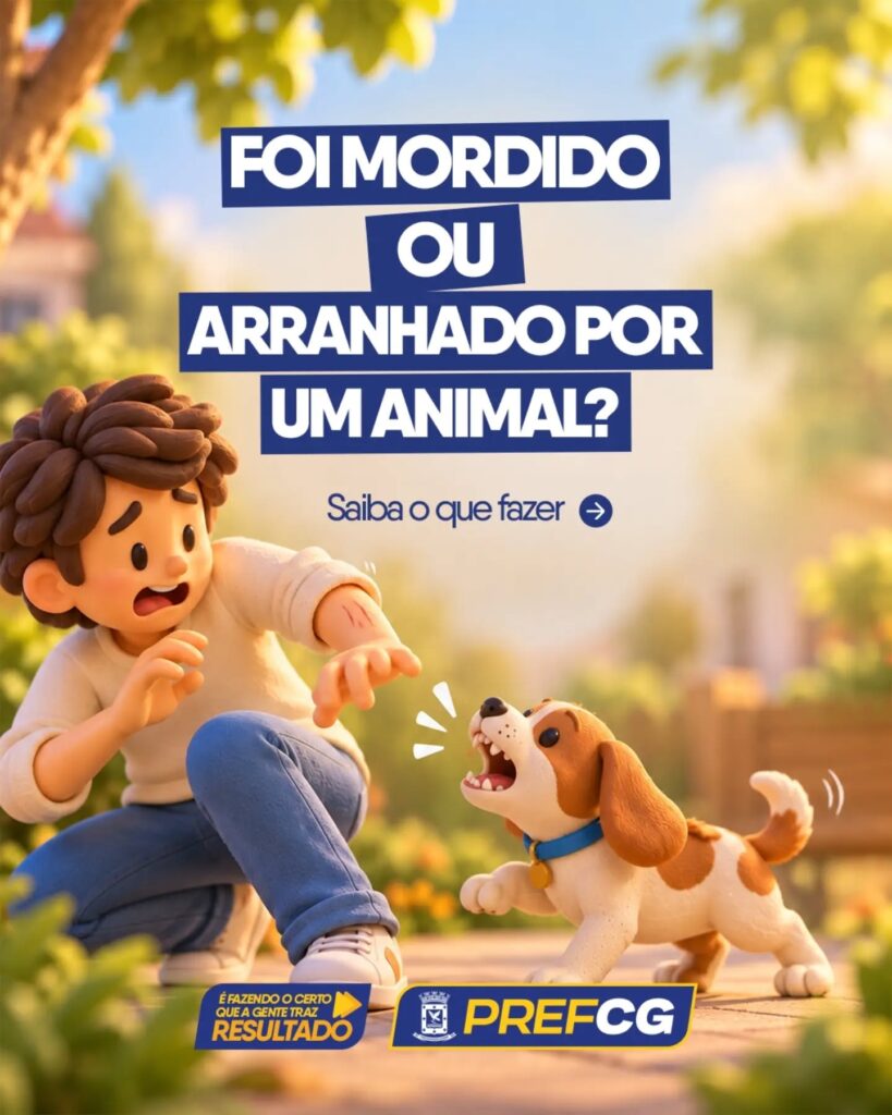 No Dia Mundial contra a Raiva, a PrefCG reforça a importância da prevenção e os cuidados essenciais em caso de mordida ou arranhadura. Lembr…