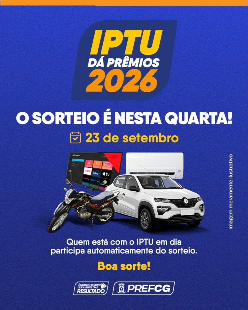 Nesta quarta-feira (23) tem mais um sorteio de prêmios do IPTU para os contribuintes que estão em dia com o imposto. Serão sorteados, de for…