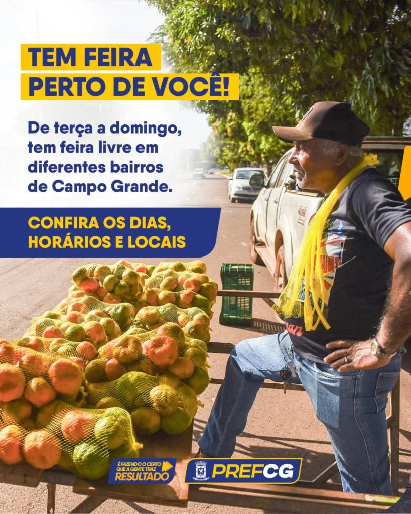 Tem feira livre pertinho de você! 🥬🍅 Em Campo Grande, esses espaços fazem parte da rotina dos bairros, oferecendo produtos frescos, salgados…