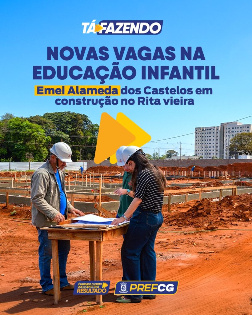A EMEI Alameda dos Castelos está em construção e vai ampliar o atendimento da Educação Infantil na região do Rita Vieira. A unidade terá sei…