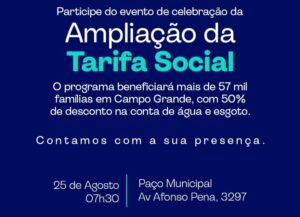 AVISO DE PAUTA: Tarifa Social de Água e Esgoto será ampliada para mais de 57 mil famílias