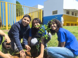Plantio de árvores aproxima estudantes da natureza